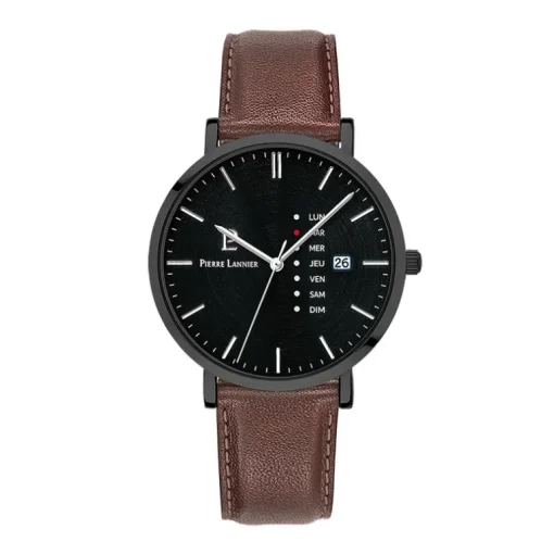 Montre Homme PIERRE LANNIER DATA Cuir Brun