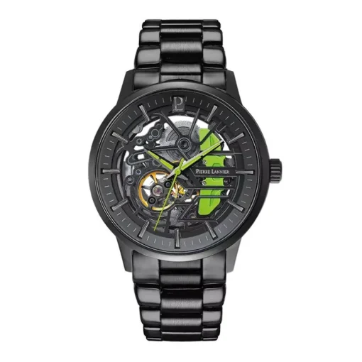 Montre Homme PIERRE LANNIER PADDOCK Noir Cadran Noir Bracelet Acier Noir 344A479