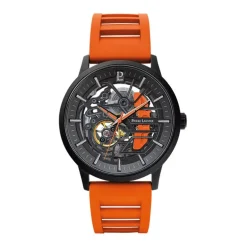 Montre Homme PIERRE LANNIER PADDOCK Noir Cadran Noir Bracelet Caoutchouc Orange 341A499
