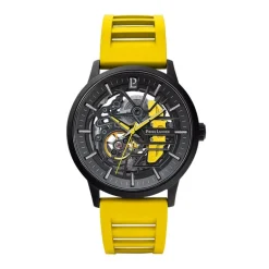 Montre Homme PIERRE LANNIER PADDOCK Noir Cadran Noir Bracelet Caoutchouc Jaune 341A449