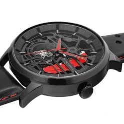 Montre Homme PIERRE LANNIER PADDOCK Cadran Noir Bracelet Cuir Perforé Noir 338A433