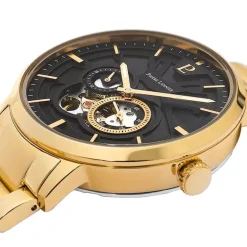 Montre Homme PIERRE LANNIER TRIO Cadran Noir Bracelet Acier Doré 333D032
