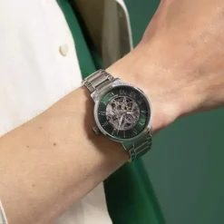 Montre Homme PIERRE LANNIER AUTOMATIC Argenté Cadran Vert Bracelet Acier Argenté 317B171
