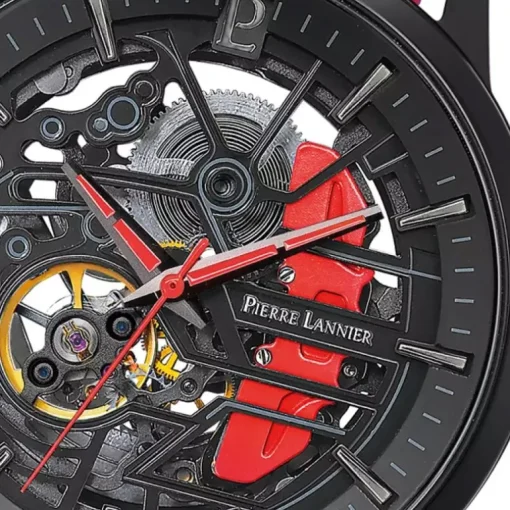 Montre Homme PIERRE LANNIER PADDOCK Cadran Noir Bracelet Cuir Perforé Noir 338A433
