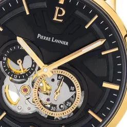 Montre Homme PIERRE LANNIER TRIO Cadran Noir Bracelet Acier Doré 333D032