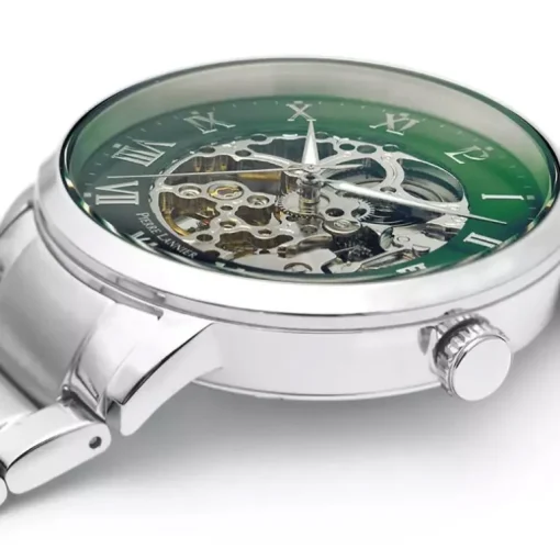 Montre Homme PIERRE LANNIER AUTOMATIC Argenté Cadran Vert Bracelet Acier Argenté 317B171