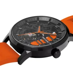 Montre Homme PIERRE LANNIER PADDOCK Noir Cadran Noir Bracelet Caoutchouc Orange 341A499