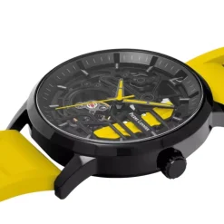 Montre Homme PIERRE LANNIER PADDOCK Noir Cadran Noir Bracelet Caoutchouc Jaune 341A449