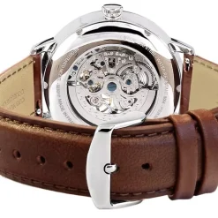 Montre Homme PIERRE LANNIER AUTOMATIC Argenté Cadran Vert Bracelet Cuir Brun 323D174