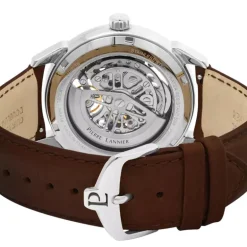 Montre Homme PIERRE LANNIER MONARCK Argenté Cadran Bleu Bracelet Cuir Brun 346A164