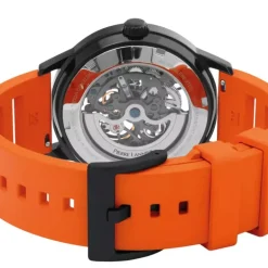 Montre Homme PIERRE LANNIER PADDOCK Noir Cadran Noir Bracelet Caoutchouc Orange 341A499
