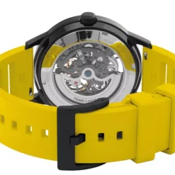 Montre Homme PIERRE LANNIER PADDOCK Noir Cadran Noir Bracelet Caoutchouc Jaune 341A449