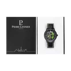 Montre Homme PIERRE LANNIER PADDOCK Cadran Noir Bracelet Cuir Noir 341A477