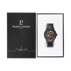 Montre Homme PIERRE LANNIER PADDOCK Cadran Noir Bracelet Cuir Perforé Noir 338A433