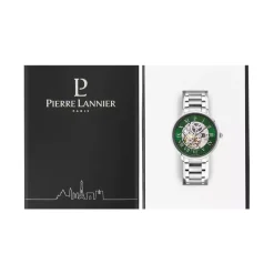 Montre Homme PIERRE LANNIER AUTOMATIC Argenté Cadran Vert Bracelet Acier Argenté 317B171