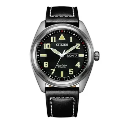 Montre Homme Quartz Solaire CITIZEN SUPERTITANIUM ECO-DRIVE Cuir Noir