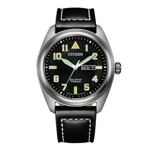 Montre Homme Quartz Solaire CITIZEN SUPERTITANIUM ECO-DRIVE Cuir Noir