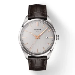 Montre homme Tissot PR 100 40mm acier argenté cuir brun T1504101603100