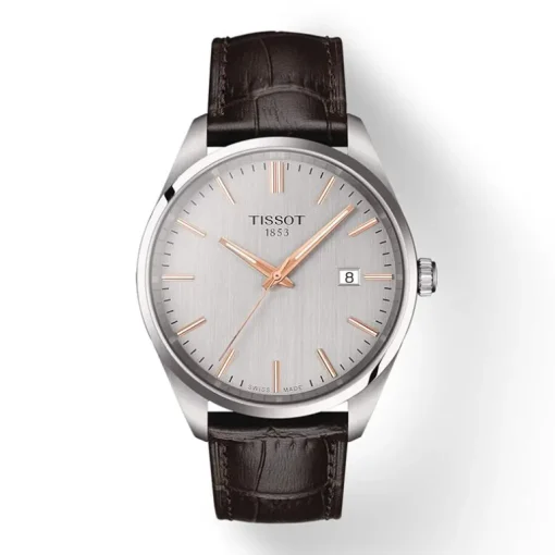 Montre homme Tissot PR 100 40mm acier argenté cuir brun T1504101603100