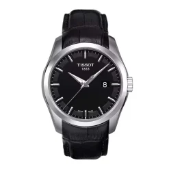 Montre homme Tissot Seul le temps T-Classic Couturier acier argenté cuir noir T0354101605100