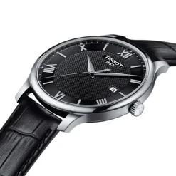 Montre Homme TISSOT TRADITION Acier argenté Cuir Noir T0636101605800