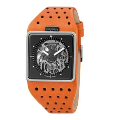 Montre Mixte automatique Lip Big TV Squelette Cuir Orange 671660