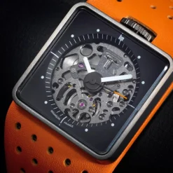 Montre Mixte automatique Lip Big TV Squelette Cuir Orange 671660