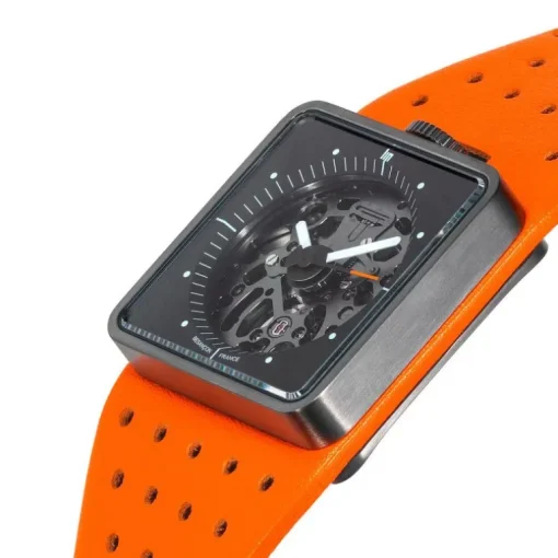 Montre Mixte automatique Lip Big TV Squelette Cuir Orange 671660