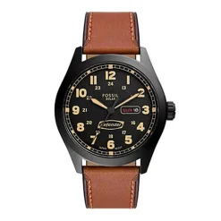 Montre Solaire Homme FOSSIL DEFENDER Cuir Brun