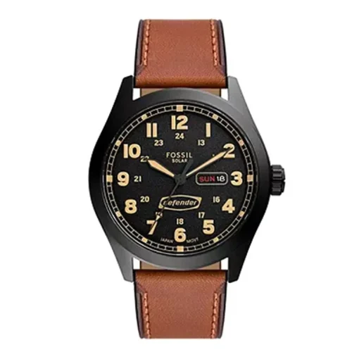 Montre Solaire Homme FOSSIL DEFENDER Cuir Brun