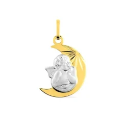 Pendentif Ange et Lune EDORA OR 375/1000 Bicolore