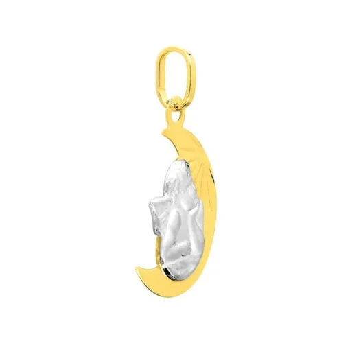 Pendentif Ange et Lune EDORA OR 375/1000 Bicolore