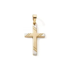 Pendentif EDORA COLLECTION ESSENTIAL CROIX CISELÉ Or 375/1000 Bicolore