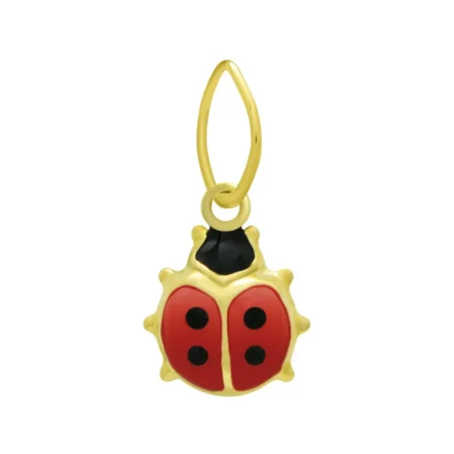 Pendentif Enfant Coccinelle OR 750/1000 Jaune et Laque