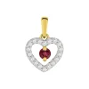 Pendentif Femme Coeur OR 375/1000 Bicolore, Rubis et Oxydes