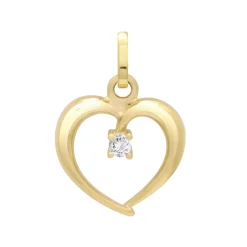 Pendentif Femme Coeur OR 375/1000 Jaune et Oxyde