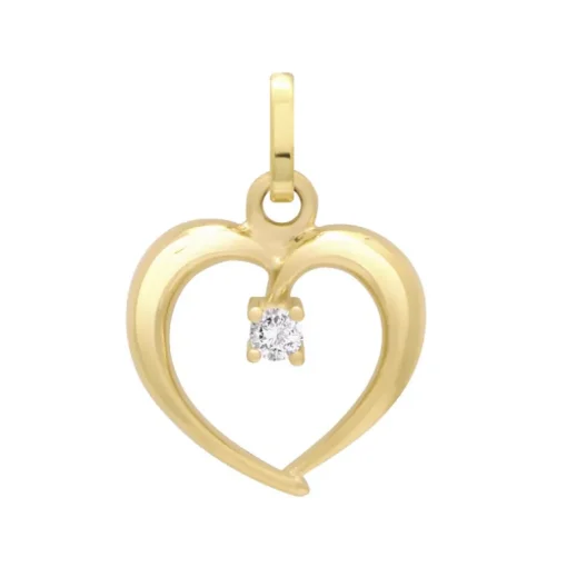 Pendentif Femme Coeur OR 375/1000 Jaune et Oxyde