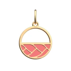 Pendentif Femme LES CADETTES TRESSE LAQUE ORANGE Laiton Doré