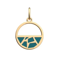 Pendentif Femme LES CADETTES GIRAFE LAQUE VERT Laiton Doré