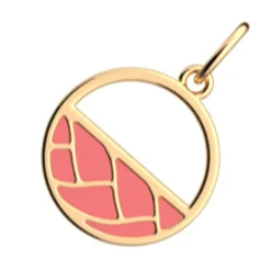 Pendentif Femme LES CADETTES TRESSE LAQUE ORANGE Laiton Doré