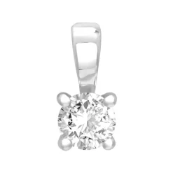 Pendentif Femme Solitaire OR 375/1000 Blanc et Oxyde