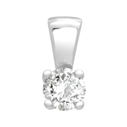 Pendentif Femme Solitaire OR 750/1000 Blanc et Diamant