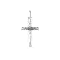 Pendentif Mixte EDORA Croix Striée Or 375/1000 Blanc